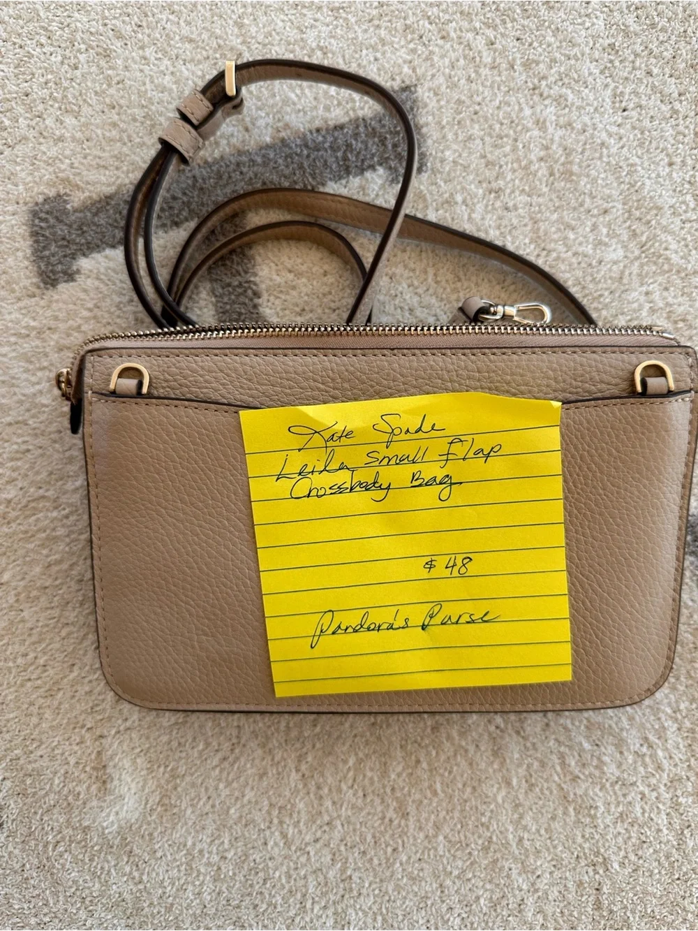 kate spade Beige, Cream Leila small flap crossbody bag